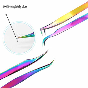 Pince à épiler d'extension de cils en acier inoxydable personnalisée professionnelle pince à épiler antistatique en or - Product Image 3