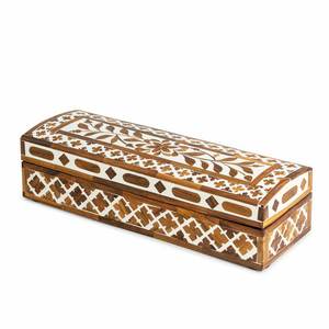 Caja de Almacenamiento de Joyas Rectangular de Estilo Europeo Antiguo, Hecha a Mano con Incrustaciones de Madera de Acacia Pulida, Embalaje de la Mejor Calidad - Product Image 1