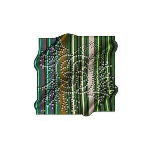 ผ้าพันคอไหมสีเขียวลายโลโก้แบบลายทาง - Product Image 1