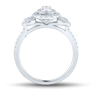 Venta caliente <span class=keywords><strong>2</strong></span> <span class=keywords><strong>Quilates</strong></span> Oro Blanco Doble Halo Oval Cut Lab Diamante Anillo de Compromiso <span class=keywords><strong>Precio</strong></span> - Product Image 4