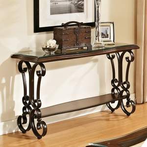 Table console industrielle vintage en métal avec étagères en bois, parfaite pour la décoration rustique de la maison et l'espace de stockage supplémentaire - Product Image 2