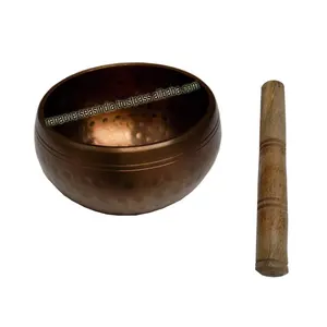 New Collection Hammered Round Tibetan Metal Singing Bowl With Wooden Stick For Energy Healing Mindfulness At Best Price