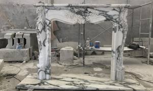 Cheminée autoportante élégante de luxe en marbre blanc sculpté Cheminée en pierre naturelle Foyer de cheminée pour salon et villas - Product Image 4