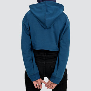 Nuevo último diseño Crop Top para niñas Logotipo personalizado Mujeres Sudaderas con cremallera Sudadera con capucha recortada de moda con cremallera - Product Image 6