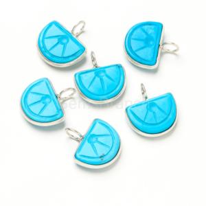Dijes de Fruta de Naranja Tallados en Turquesa Azul AAA, Dije de Piedra Preciosa de Turquesa con Baño de Oro Vermeil, Joyería de Cristal Curativo por Mayorista - Product Image 2