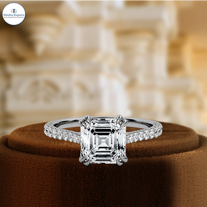 Anillo de Compromiso con Diamante Cultivado en Laboratorio de 1 Quilate, Certificado por IGI, Corte Asscher, Oro Blanco de 14K, Anillo de Boda de Oro Rosa, Regalo - Product Image 1