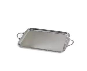 Plateau de service vintage en acier inoxydable de qualité supérieure avec poignées dorées Plateau de service de forme et de taille personnalisées pour la cuisine - Product Image 1