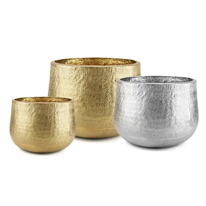 SET/2 jardinières en métal maison décorative luxe nouveau Design fleurs décoration jardin jardinière et Pots avec Design texturé à la main - Product Image 2