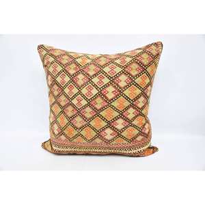 Beige bohemio Kantha Patchwork lana almohada 32x32 pulgadas cojín decorativo tejido bordado Vintage para ropa de cama decoración de suelo - Product Image 1