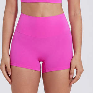 Pantalones cortos de Yoga para mujer al por mayor, mallas de entrenamiento de cintura alta a rayas, ropa deportiva informal para correr, pantalones cortos con cordón para mujer - Product Image 4