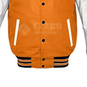 Veste universitaire en cuir d'hiver, nouvelle arrivée, fabrication en usine, manches en cuir, devant à col montant, écologique, respirante, personnalisable, vente en gros - Product Image 5