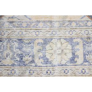 Tapis rond turc vintage 2,5x1,5 pi (75x45 cm), tapis bleu avec motifs de plantes et d'arbres - Product Image 5