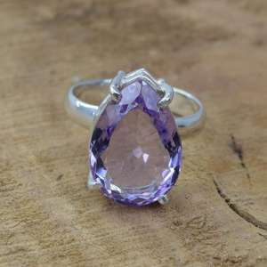 High Demand Faceted Purple Amethyst Pear Gemstone <b>Ring</b> 925 Sterling Silver Handmade Jewelry February Birthstone Gift For Women - Product Image 2
