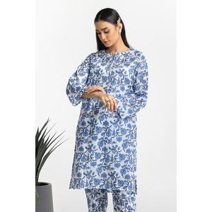 Ensemble coordonné imprimé Dobby bleu pour femme, tenue de tous les jours, tissu crêpe, ensemble short deux pièces, longueur au-dessus du genou, tailles XS et XXS - Product Image 2