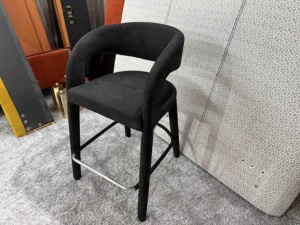 Silla de Bar Moderna Nicola con Respaldo Abierto, Tapizada en Tela, Taburete de Bar Ajustable para Interiores y Exteriores, Hogar, Restaurante, Comedor - Product Image 6