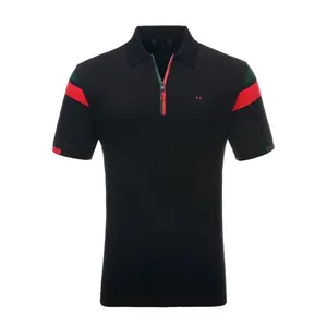 Camiseta Polo estampada con cremallera Color de contraste Camiseta Polo personalizada cómoda y transpirable de alta calidad con diseño y logotipo personalizados - Product Image 4