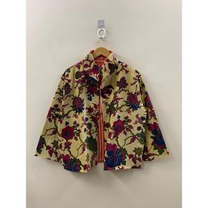Veste en coton imprimé Gulshan Baagh pour le printemps, couleur citron pâle et rouge cramoisie, respirante - Product Image 5