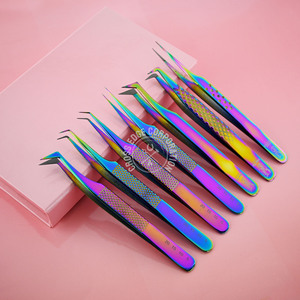 Best Fiber Tip Eyelash Tweezers for Individual Lash Extensions 90-Degree Angle Soft Grip Lightweight Professional <b>Tool</b> - Product Image 1