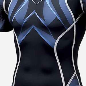 Ensembles de lutte tricotés unisexes personnalisés en 2 pièces, t-shirt + short, ensembles de rashguard imprimés par transfert thermique, écologiques, séchage rapide - Product Image 4