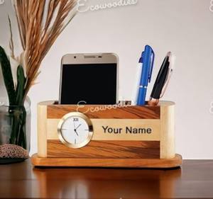 Multi-Purpose <b>Table</b> <b>Top</b> Classic Style Wooden Pen Holder & Mobile <b>Stand</b> Wooden Pencil <b>Stand</b> for Office & School <b>Table</b> Decorate - Product Image 3