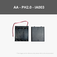 Kotak Baterai Plastik AA/AAA untuk Empat/Tiga Sel Berurutan dengan Konektor PH2.0/XH2.54 dan Kabel 15cm Warna Hitam
