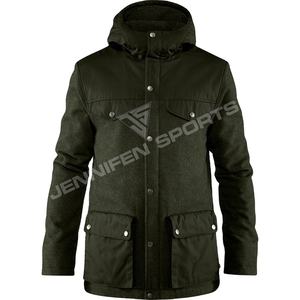 Veste de chasse en laine verte 100% personnalisable pour homme, veste d'extérieur verte avec capuche pour activités de plein air - Product Image 1