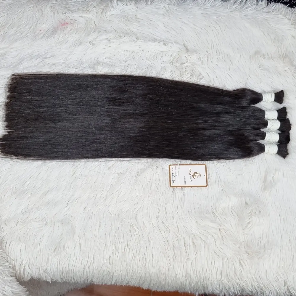 Black Straight Bulk hair extensions Super Double drawn hair 8 inch High Quality Human Hair Wholesale