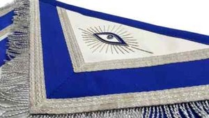 Mandil Masónico Azul de Piel de Cordero 100% para Past Master, Mandil Plateado para Past Master, Tipo de Tela: Piel de Cordero - Product Image 2