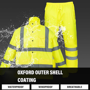 Imperméable coupe-vent pour homme, léger, haute visibilité, veste de sécurité réfléchissante avec pantalon - Product Image 6