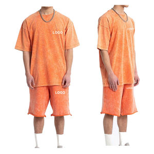 Nueva Llegada Conjuntos Cortos Casuales para Hombre Estampado Sólido 100% Algodón Tejido Talla Grande Estilo de Moda Verano Calidad Logotipo Frontal Secado Rápido - Product Image 6