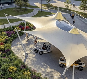 Bóng râm độ bền kéo màng cấu trúc quần vợt không thấm nước UV kháng vải - Product Image 4