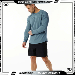 T-shirt athlétique de gymnastique pour hommes en coton blanc personnalisé impression de t-shirts à manches longues pour garçons - Product Image 5