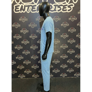 ชุดสครับแพทย์ผ้าฝ้ายทอเนื้อนุ่มยืดหยุ่น 100% คอวี 3 กระเป๋า สำหรับโรงพยาบาล ตรวจจับเข็ม ระบายอากาศได้ดี สวมใส่สบาย 男女兼用 - Product Image 4