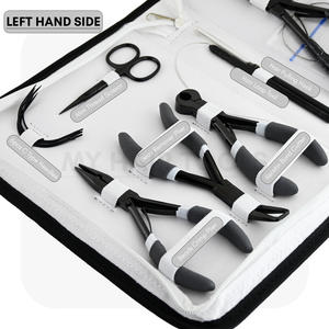 Stainless Steel Hair Extension Pliers Tools Kit Set With Tape in Press Plier C needle Threading <strong>hook</strong> <strong>loop</strong> parting ring scissors - Product Image 3