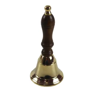 Top Quality Solid Brass Church Bell With Wooden Handle Brass Knob on Top Antique Design Available at Discounted Price