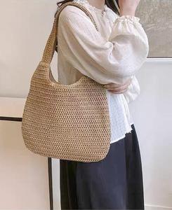 Nouveau sac de plage pour ordinateur portable grande capacité printemps-été 2025, sac fourre-tout en paille nouveau style avec fermeture éclair et doublure en polyester - Product Image 6
