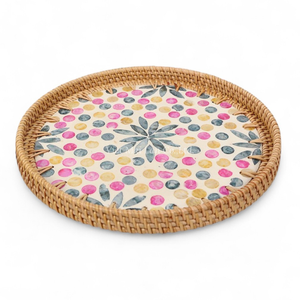 Plateau de service en rotin écologique fait à la main avec nacre pour le service quotidien des aliments et la table à manger à la maison - Product Image 3