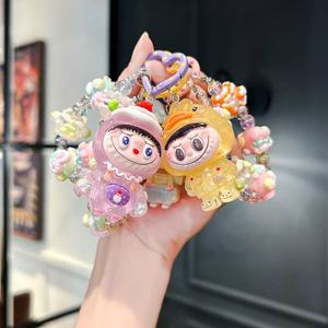 Portachiavi con perline di coniglio luminoso borsa per luce notturna accessorio cuore regalo per migliore amico portachiavi alla moda decorazione - Product Image 3
