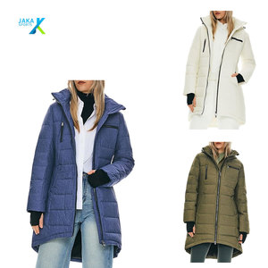 Chaqueta Larga Acolchada de Punto para Mujer, Cálida, con Capucha, Ajustada, Transpirable, Informal, a la Moda, para Clima Frío - Product Image 1