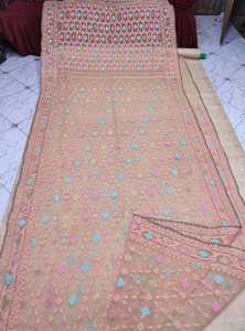 Exclusivo Deshi Dhakai Jamdani Sharee de alta calidad para mujeres JAMDANI tela azul rojo verde dorado cielo azul de Bangladesh - Product Image 3