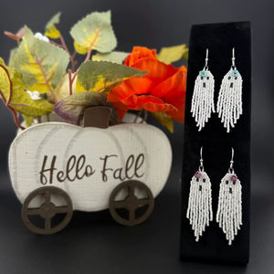 ต่างหูลูกปัดแก้วทันสมัยที่มีดีไซน์สีเทอร์ควอยซ์และขอบเครื่องประดับที่เป็นเอกลักษณ์ของขวัญจากงานหัตถกรรม - Product Image 1