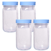 Pots d'avoine hermétiques de nuit de 32oz avec couvercle de cuillère Marques de mesure Paquet de 4 pour céréales à l'avoine de petit déjeuner