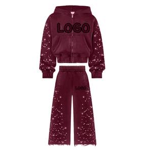 Survêtements de haute qualité, streetwear d'automne, survêtement unisexe ample marron, ensembles de jogging 2 pièces - Product Image 4