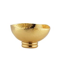 Vaisselle de qualité standard, serveur de nourriture, service de collations, plat en métal de formes personnalisées, finition dorée premium, bol à fruits martelé - Product Image 4