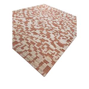 Thyme Red Orange Hand Knotted Wool <b>Rugs</b> AKWL-13014 Geometric Abstract Kilim for Home for Entryway Hallway Rectangle <b>Space</b>-9x12" - Product Image 2