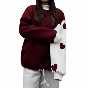 Sudadera Oversize Ecológica al por Mayor para Mujer, Cuello Alto Simulado, Cómoda, de Algodón y Felpa, con Lentejuelas en la Parte Delantera, Cálida, Informal, para Uso Diario en Invierno - Product Image 1