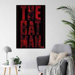 Affiche Batman style moderne avec design découpé, représentant Robert Pattinson sur toile avec cadre noir pour utilisation murale - Product Image 2