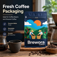 Bolsa de Fondo Plano Personalizada, Reciclable, de Alta Seguridad, para Envasado de Café, Grado Alimenticio, con Cierre Hermético y Válvula