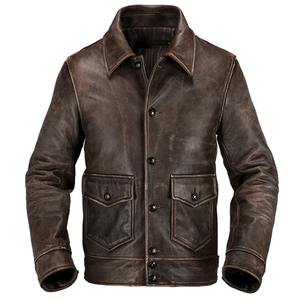 Vintage Brown Genuine Leather <b>Jacket</b> <b>Men</b> Casual Style Plus Size 4XL Hooded Real Natural Cowhide <b>Slim</b> <b>Fit</b> <b>jacket</b> for <b>men</b> - Product Image 6