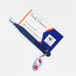 Pince à cils professionnelle à 90 degrés antistatique Extensions en acier inoxydable de précision durables greffage Hello Kitty Charm - Product Image 4
